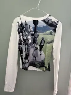 y2k 平成ギャル　カラフル長袖Tシャツ　パッチワーク　人像柄カットソー　00s