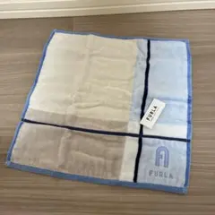 FURLA タオルハンカチ ブルー系 チェック柄 新品