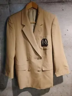 高級ウール100%　LANVIN ダブルジャケット　銀ボタンエンブレム付　送料込