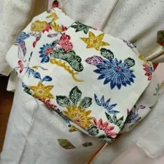 大人の兵児帯半幅帯ハンドメイド澪No2558着物リメイク紅型風花柄