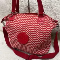 キプリング　2way ショルダーバッグ トートバッグ　総柄　　赤