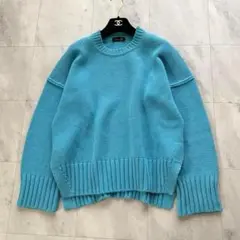 美品♡Drawer ドゥロワー 3D カシミヤコットン 天竺編み ニット ブルー