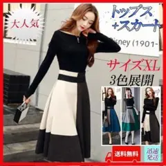 サイズXL　白　トップス スカート 2点 セット ワンピース　ロングワンピース