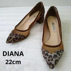 美品✨DIANA　ハラコ　フラットパンプス　ヒョウ柄アニマル24 美品✨ダイアナ ヒョウ柄 ハラコ パンプス 22cm - メルカリ