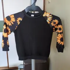 ひまわり柄ラグランスリーブトレーナー