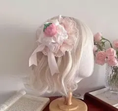 【新品未使用】いちご の ヘアクリップ ヘッドドレス ロリータ ヘアアクセ