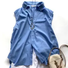 美品【大きいサイズ42】マレーラ Max Mara パームツリー刺繍ブラウス 青 美品【大きいサイズ42】マレーラ Max Mara パームツリー刺繍ブラウス
