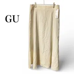 ＧＵ　スカート　ＸＸＬ　アイボリー　ゴム　体型カバー　麻　新品　上品　フレア　楽のサムネイル