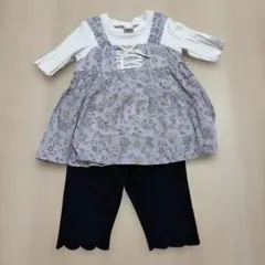 プティマイン　上下セット　100サイズ　花柄リボン付き　黒スパッツ