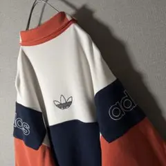 激レア★adidas ポロスウェット 刺繍 アームロゴ 肉厚 バックロゴ 人気L
