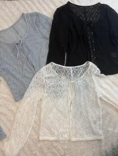 gu レースリボンカーディガン