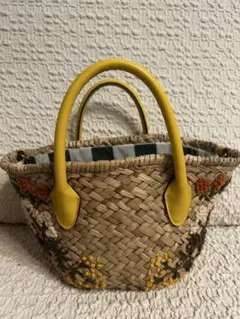 刺繍入りかごバッグ イエロー　ZARA