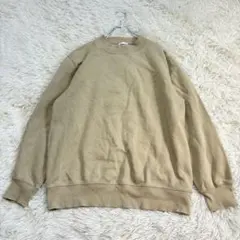 y7427 裏起毛トレーナー 長袖スウェット メンズL ベージュ コットン