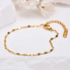 ブレスレット ペタルチェーン ゴールド 新品 サージカルステンレス 男女兼用