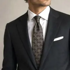 BLANFORD シルク100% 総柄ネクタイ メンズ ベージュ グリーン 新品