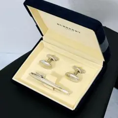 Burberry ネクタイピン カフス セット チェックモチーフ 箱付