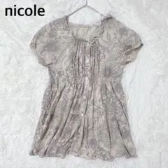 ニコル nicole チュニック ワンピース 花柄 総柄 ベージュ M 日本製のサムネイル