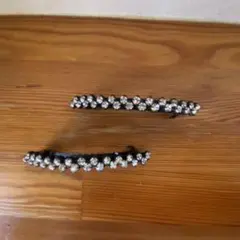 ダイヤ付きブラックヘアバレッタ2個セット