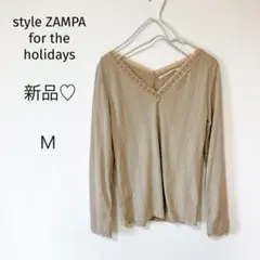 新品♡ZAMPA 長袖カットソー　ベージュ　Ｍサイズ　レーヨン混