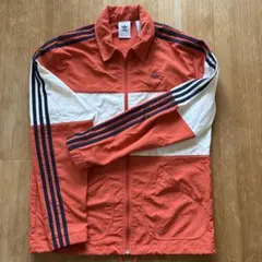 adidas ナイロンジャケット M オレンジ/ホワイト