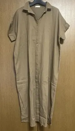 earth music&ecology ブラウン 半袖 シャツロングワンピース