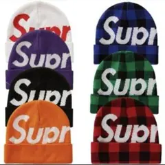 Supreme チェック柄 ニット帽