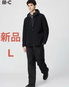 新品 ユニクロ C イージーワイドテーパードパンツ L 09BLACK タグ付