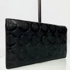 COACH コーチ ウォレット 財布 オプアート シグネチャー レザー 黒