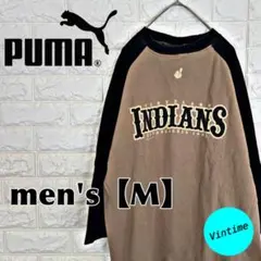 V907【puma】プリントロゴ七分袖Tシャツ【メンズM】サンドベージュ