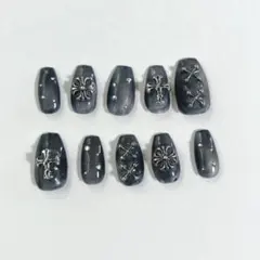 【現品】ブラック マグネット クロム系ネイルのサムネイル