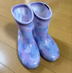 長靴 19cmパープル ピンク リボン 薄紫