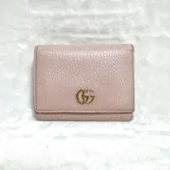 GUCCI ロゴ ピンクレザー三つ折り財布