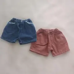 ハーフパンツ　レンガ色　デニム　90cm　ミラーベイ　BREEZE