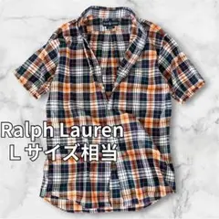 ラルフローレン マドラスチェック ボタンダウン シャツ 半袖 Lサイズ相当 M
