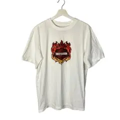 【フレイムロゴ】ハーレーダビッドソン ファイヤーパターン Tシャツ 両面プリント