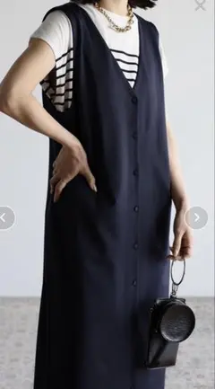 アプレトロ Vネックロングジャンパースカート/ベスト