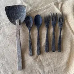 エスニック　木製　カトラリー　スプーン　フォーク　レードル