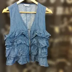 RIVIETTA フリルデニムジレ