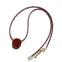 アフリカ珊瑚/アップル珊瑚　バラ/薔薇　彫刻　ネックレス