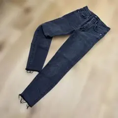 ZARA 裾ダメージスキニーデニム　34 黒