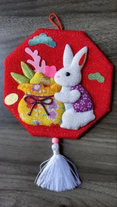 うさぎ お正月リース　ちりめん　ハンドメイド 日本 お土産 開運 和風飾り