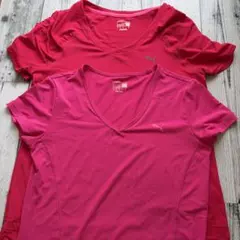 プーマ　Vネック　ドライTシャツ　2枚　Lサイズ ピンク　ヨガ　トレーニングのサムネイル