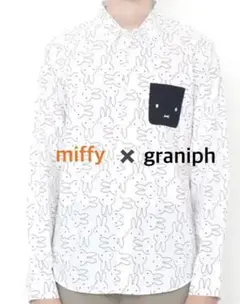 【美品】graniph　ミッフィー　長袖シャツ　総柄　Sサイズ　グラニフ　コラボのサムネイル