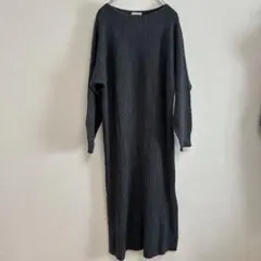 グラシア ルッソ リブ切替 ニットワンピース（M）チャコールグレー