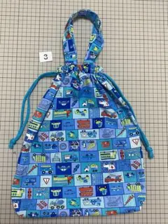 持ち手付き巾着袋　ハンドメイド