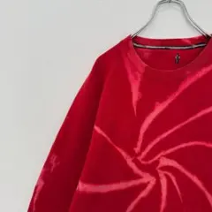 古着 ノーブランド スウェット タイダイ ブリーチ IZOD レッド 赤 派手