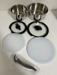 未使用○クロワッサン ブルーグラス片手鍋18cm・両手鍋20cm・おたま