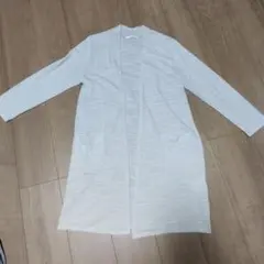 khalitaストライプ柄ライトグレー長袖カーディガン（サイズL）