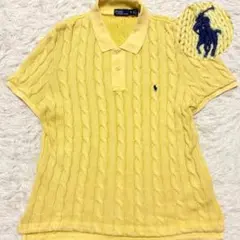極美品/XL/現行✨ポロラルフローレン ケーブルニット ポロシャツ ポニー 刺繍
