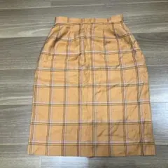 Burberryオレンジ チェック柄 タイトスカート ひざ丈